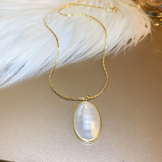 Oval Pearl Necklace for Women Jewelry French Fashion New Style