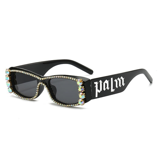 Letter studded diamond trendy UV resistant fashionable sunglasses, new personalized women's versatile sunglasses