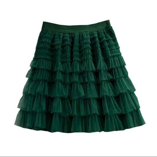 Layer by layer mesh skirt women's cake skirt A-line fluffy short skirt