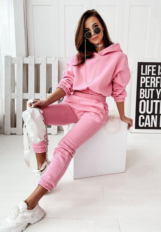 Casual sports hooded long-sleeved trousers two-piece suit SET